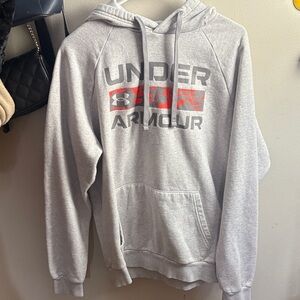 Under Armour Light Gray Hoodie with Red Accents